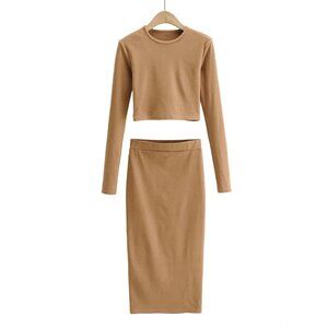 Sexy Round Neck Padded Base Skirt Suit